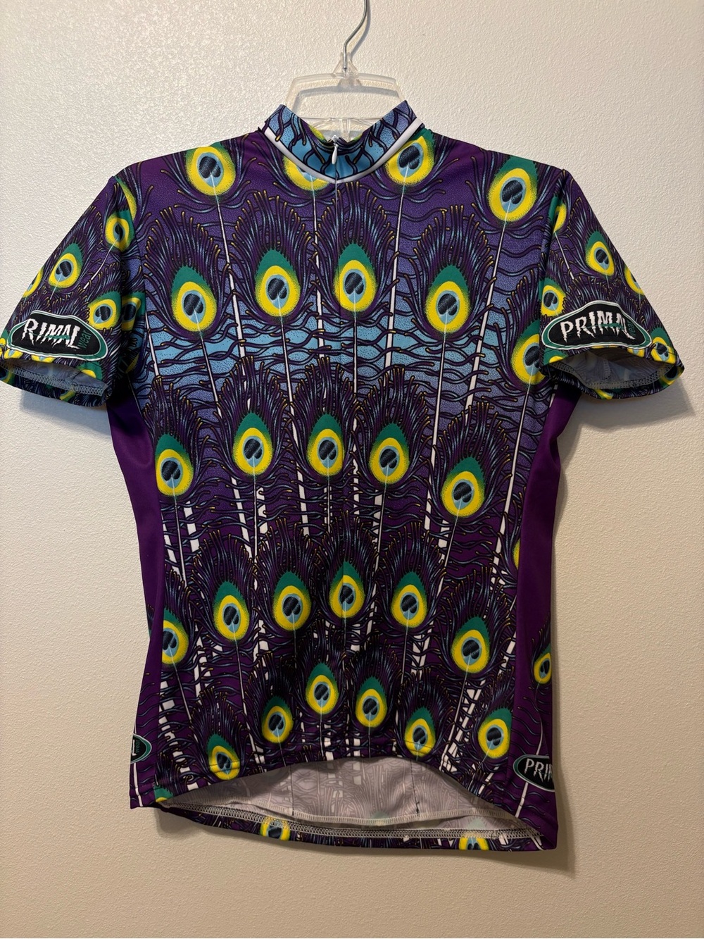 Primal Women's Purple Peacock-Print Cycling Jersey